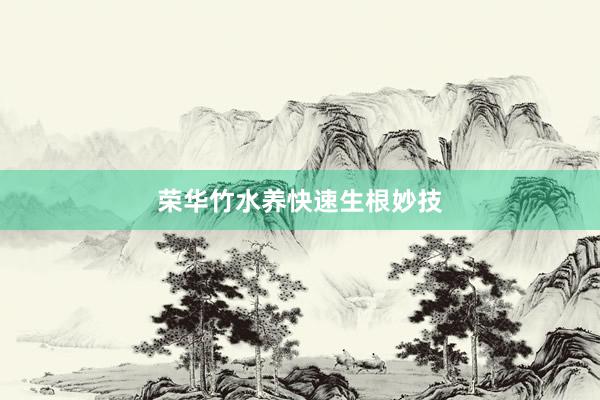 荣华竹水养快速生根妙技