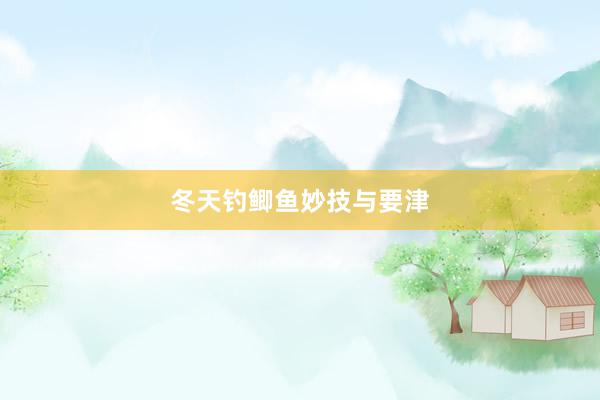 冬天钓鲫鱼妙技与要津